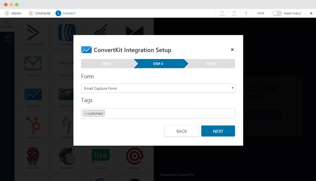 ConvertKit Select Form And Tags in Convert Pro