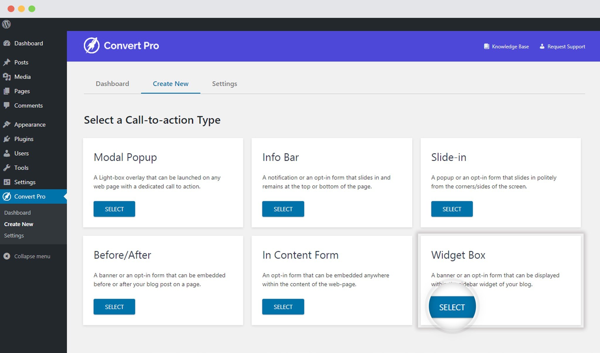 Query supported. Box widgets. Conversion Pro. Select Page dashboard. Conversion dashboard.