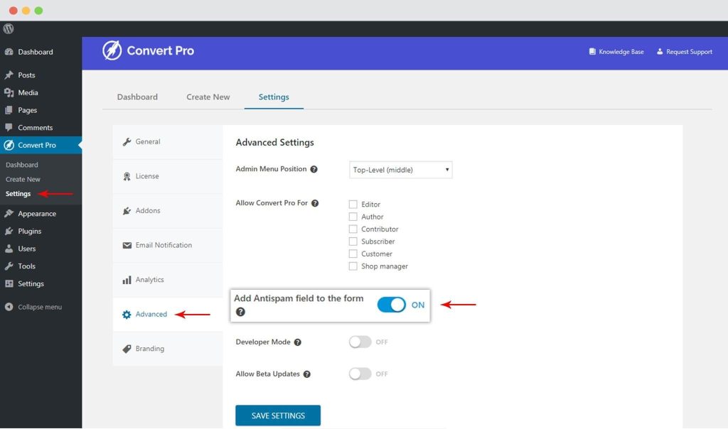 Honey Pot Field in Convert Pro