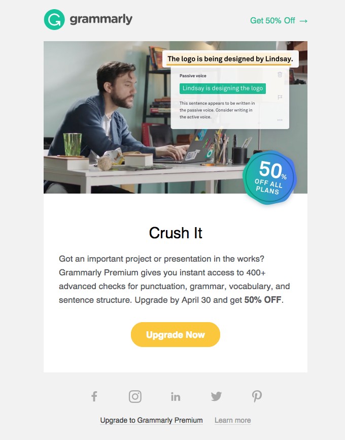 Grammarly email example